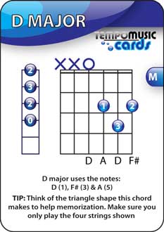 Teach guitar chords using guitar flash cards